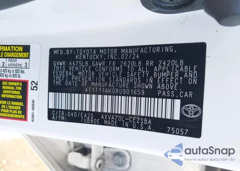 2024 Toyota Camry Se from USA, damaged, VIN 4T1T11AK0RU901659